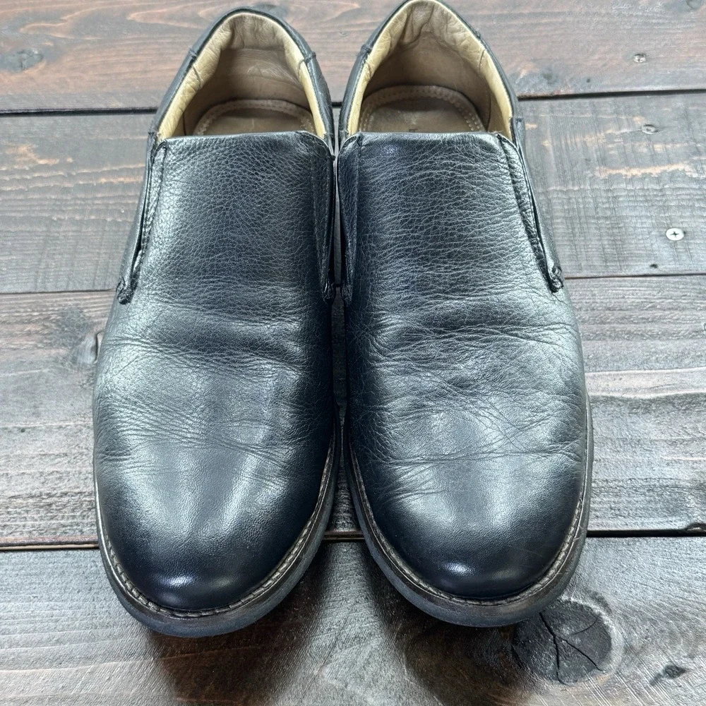 De La Rentis Black Pebble Grain Leather Slip On‎ Loafers #AC-1103 Men's Size 9 M